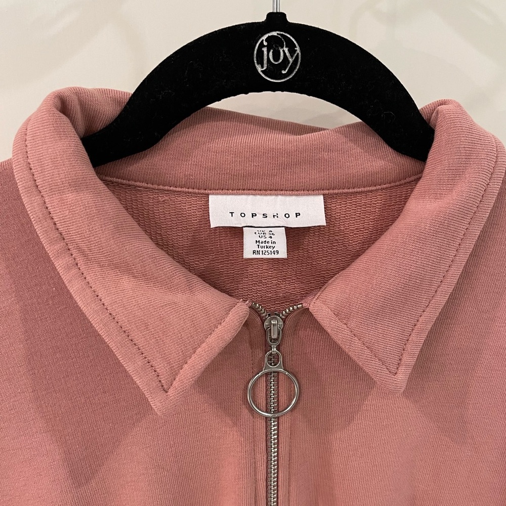 Topshop Women's Pink Quarter Zip Long Sleeve Minidress - Picture 6 of 8